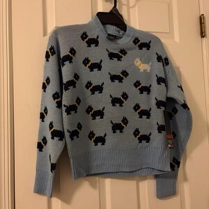 Charming Dog Pattern Blue Sweater